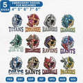 Football Bundle 32 Teams, Mascot Helmet Embroidery Machine File, 5 sizes